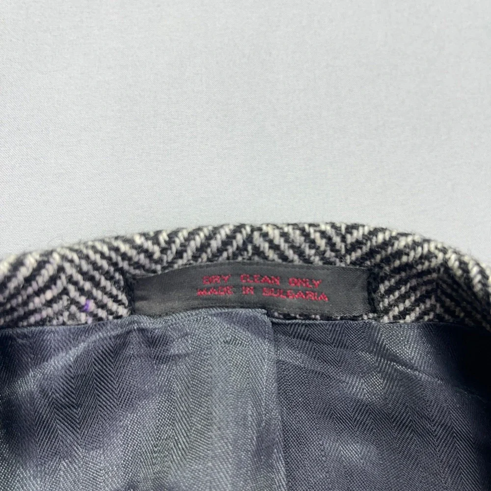 Stanley Blacker Herringbone Blazer Sport Coat Wool‎ Brown Button Front 42L